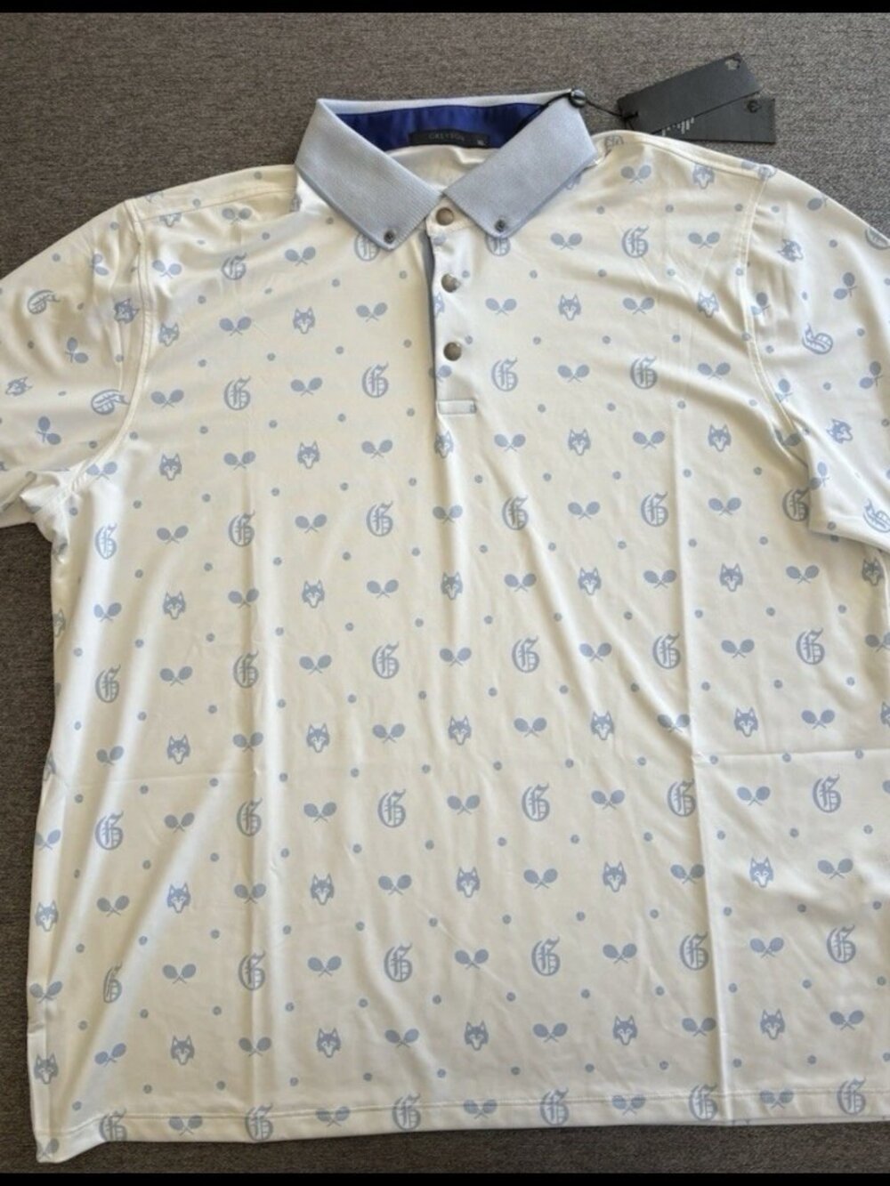 Greyson Golf Polo Men's XL GOAT Tennis Print Arctic White NWT